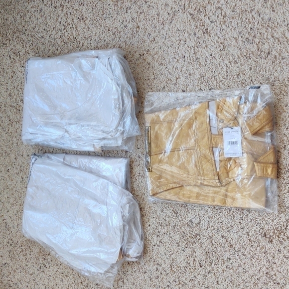 NEW FREE PEOPLE GOLDIE LEATHER MINI DRESS Gold - Picture 12 of 13